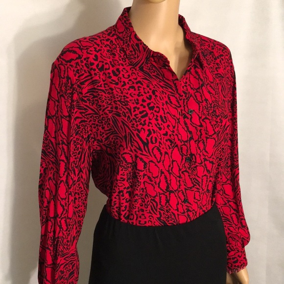 NWT H&M Cool Red & Black Print Tunic Blouse - Picture 16 of 16